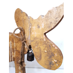 Łoś Renifer ze starego drewna XL Musztardowy